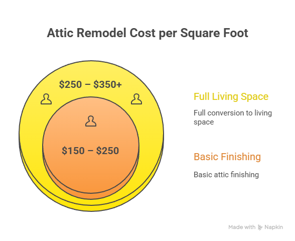 Attic Remodel Cost per Square Foot in Newton